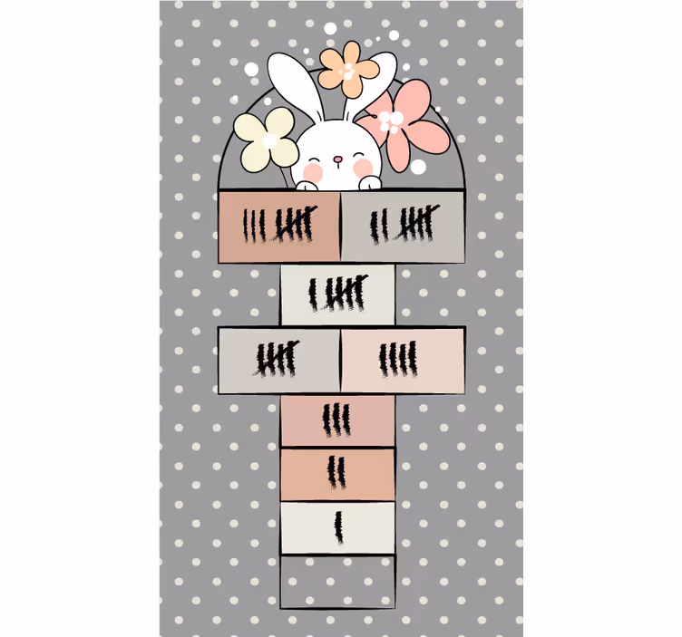 Gray roller blind nordic rabbit hopscotch design - TenStickers