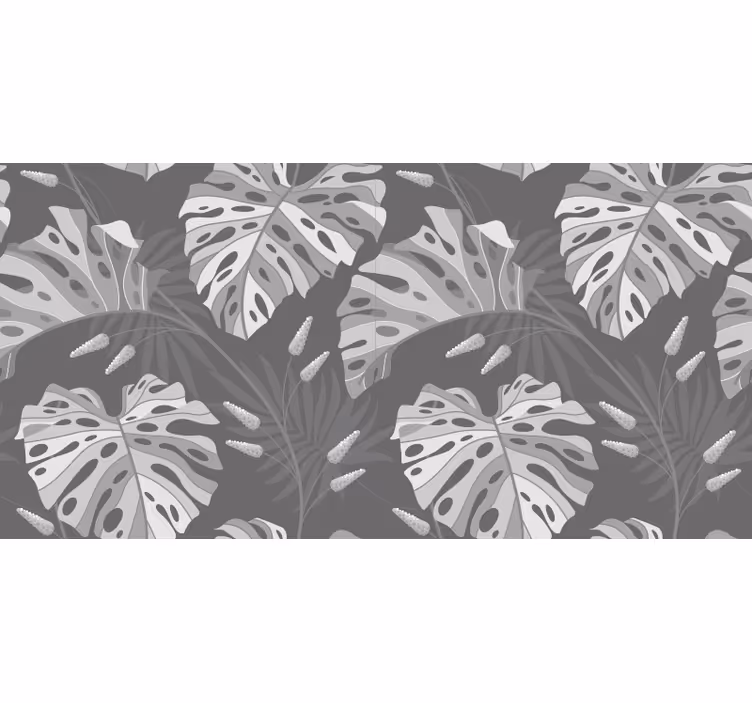 Gray roller blind with gray tropical leaves - TenStickers