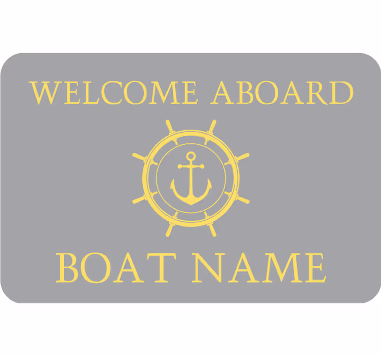 Gray roller blind pantone welcome aboard with name - TenStickers