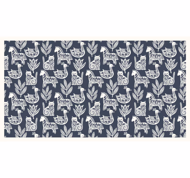 Gray roller blind with folk horse design - TenStickers