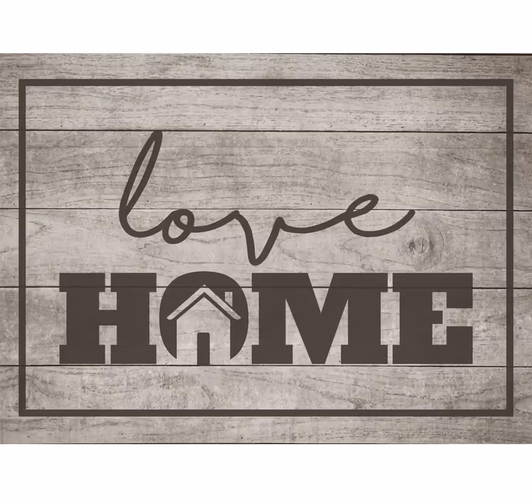 Gray roller blind love home on gray wood plank - TenStickers