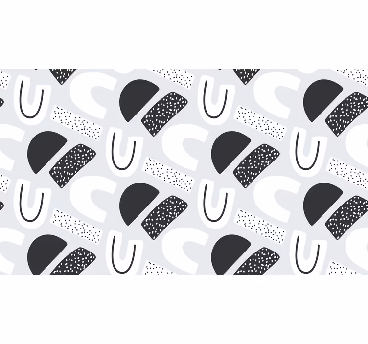 Gray roller blind with 80's black and white figures pattern - TenStickers