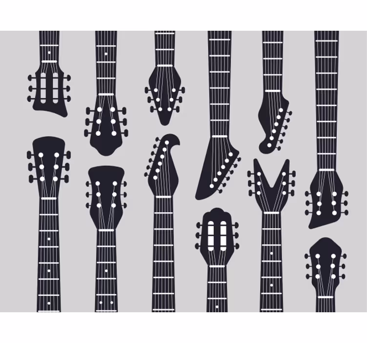 Gray roller blind with guitar neck silhouette - TenStickers