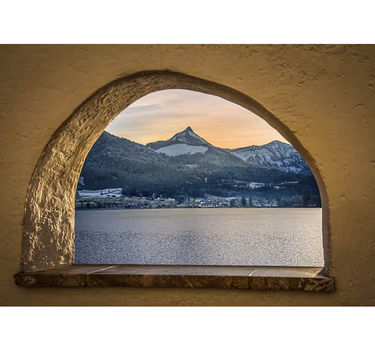 Bedroom roller blind lake view - TenStickers