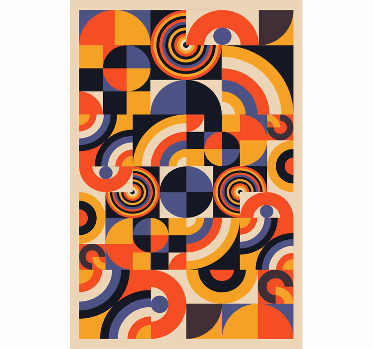Living room roller blind colorful bauhaus circles - TenStickers