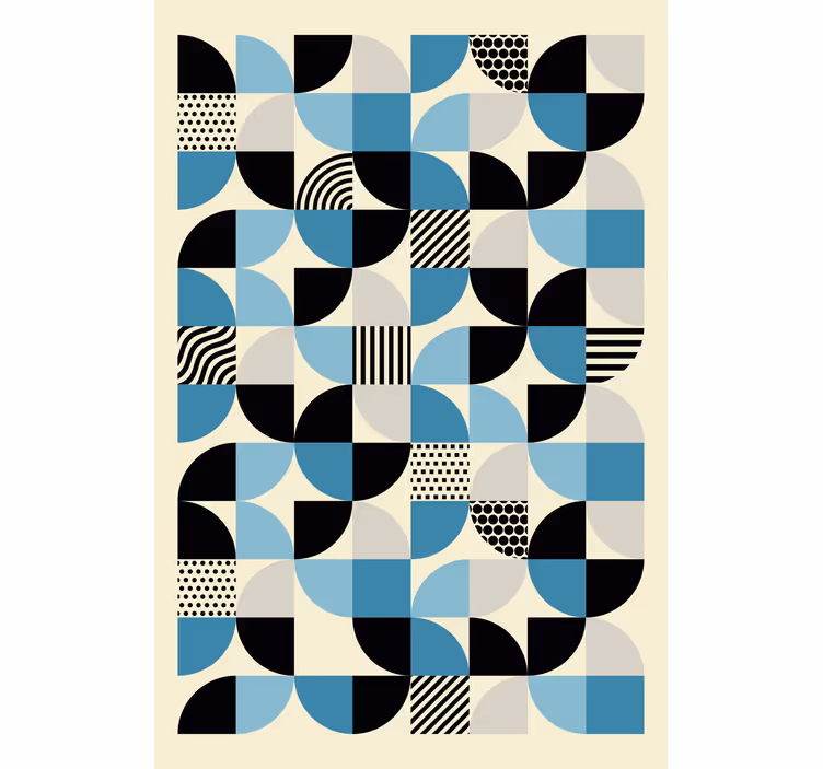 Living room roller blind retro blue bauhaus design - TenStickers