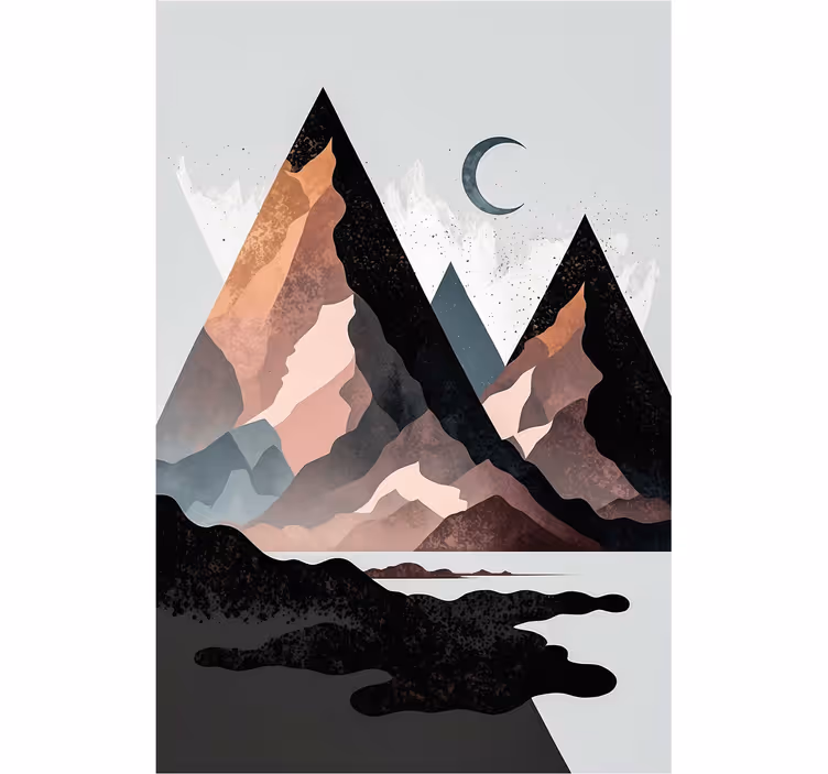 Living room roller blind nordic geometric mountains - TenStickers
