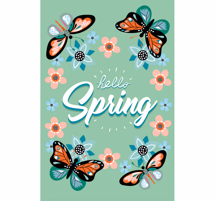 Living room roller blind hello springtime - TenStickers