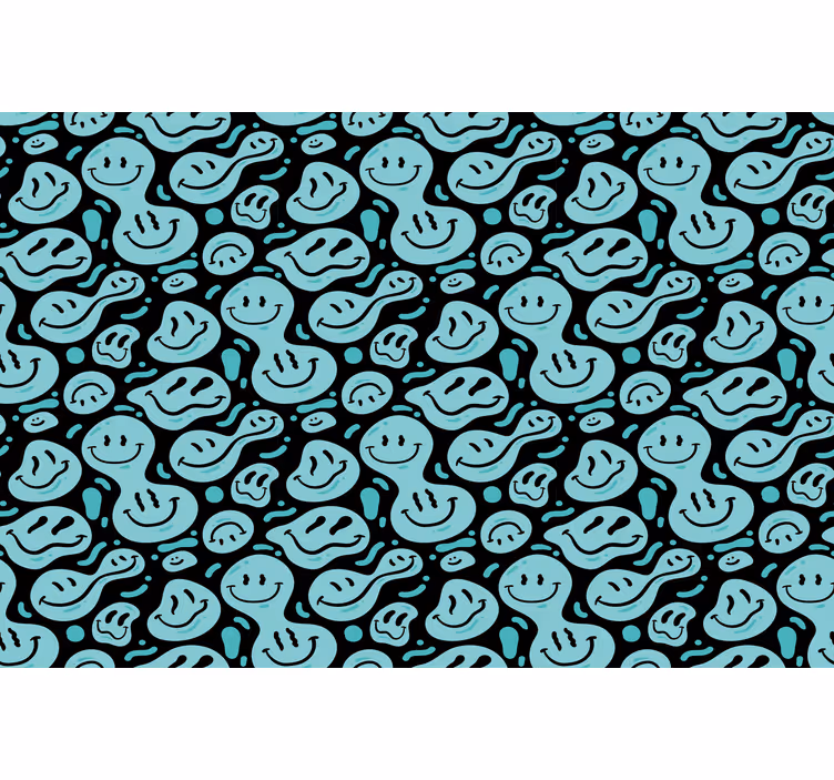 Bedroom roller blind with blue and black smiles - TenStickers