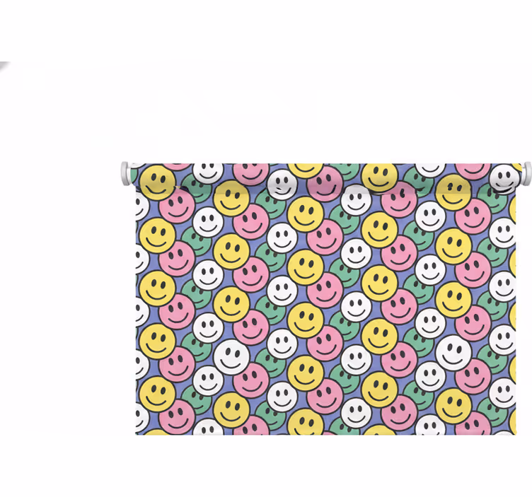 Colorful pastel smiley faces bedroom roller blind - TenStickers
