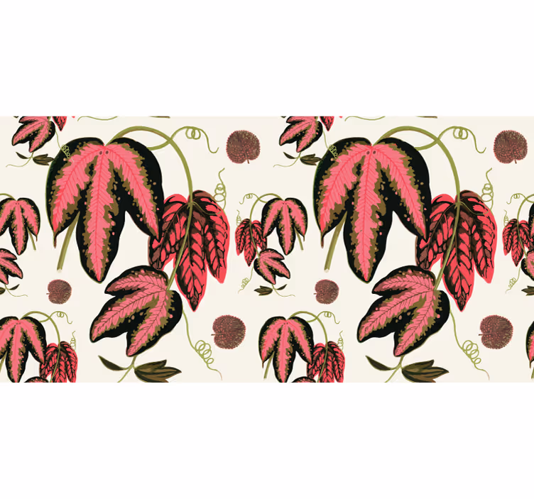 Bedroom roller blind with red maranta leaves - TenStickers
