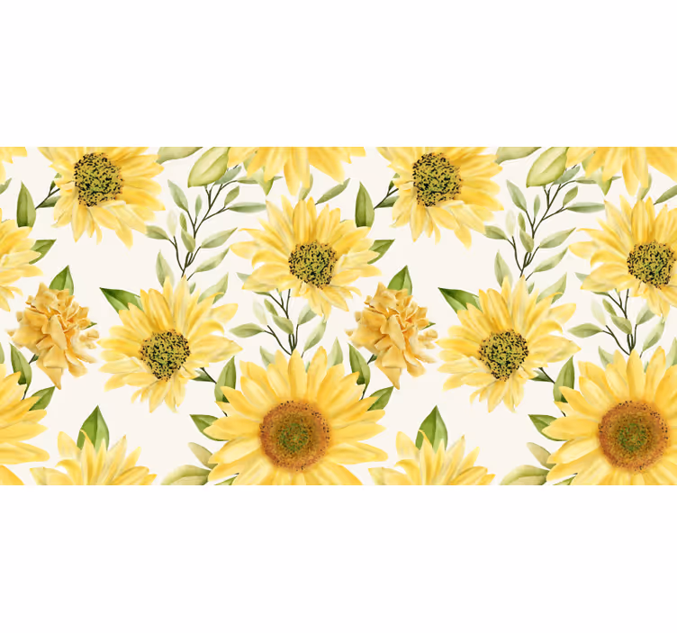 Bedroom roller blind sunflower white background - TenStickers