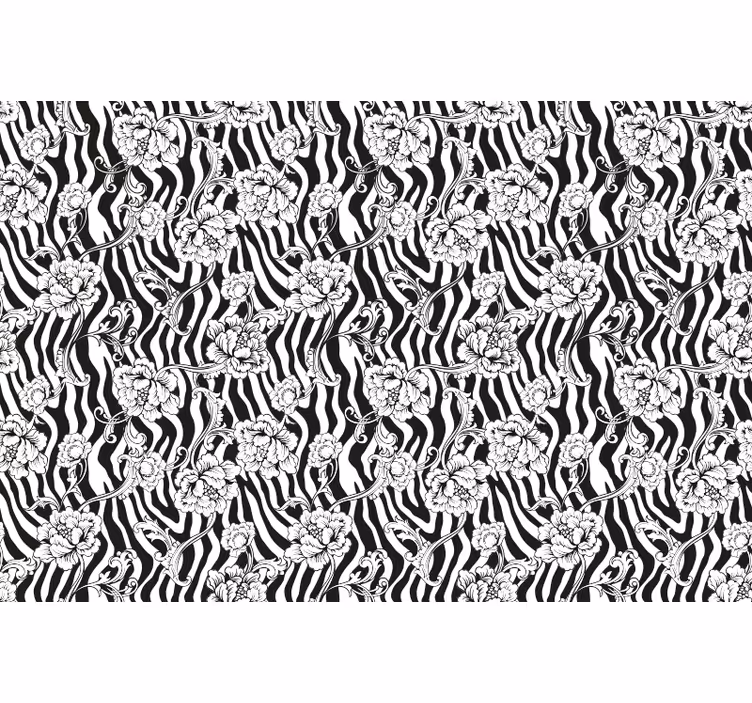 Bedroom roller blind zebra and flowers design - TenStickers