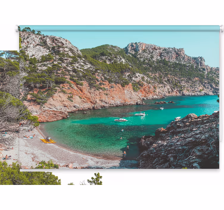 Bedroom roller blind beautiful beach with rocks mallorca - TenStickers
