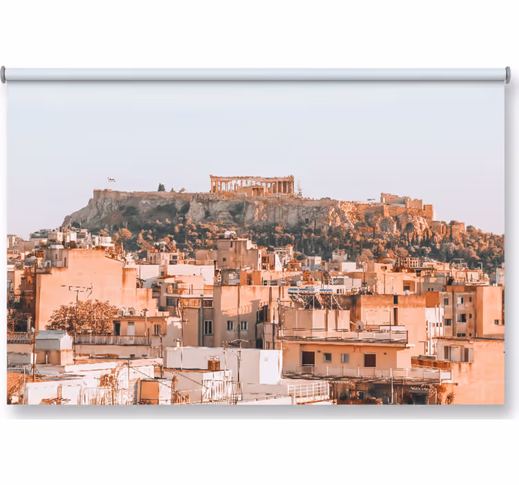 Bedroom roller blind with stunning athens acropolis view - TenStickers