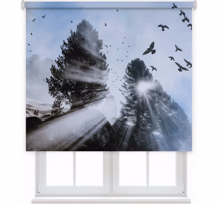 Bedroom roller blind vintage birds in flight - TenStickers