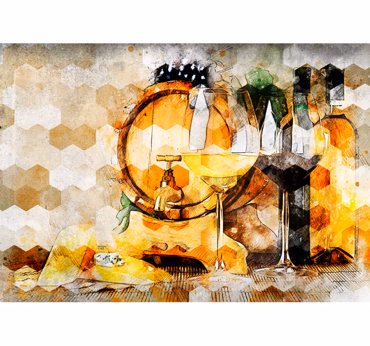 Bedroom roller blind with wine hexagon design - TenStickers