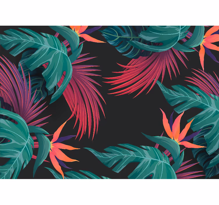 Turquoise tropical leaves bedroom roller blind - TenStickers