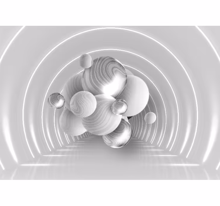 White roller blind with white balls on a tunnel - TenStickers