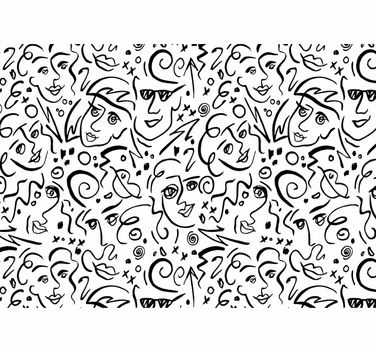 White roller blind featuring black and white graffiti art - TenStickers