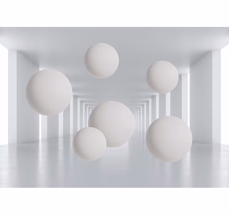 White roller blind with spiked white spheres tunnel - TenStickers
