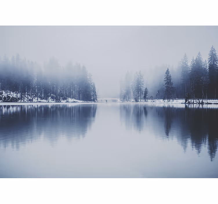 White roller blind in winter foggy forest design - TenStickers