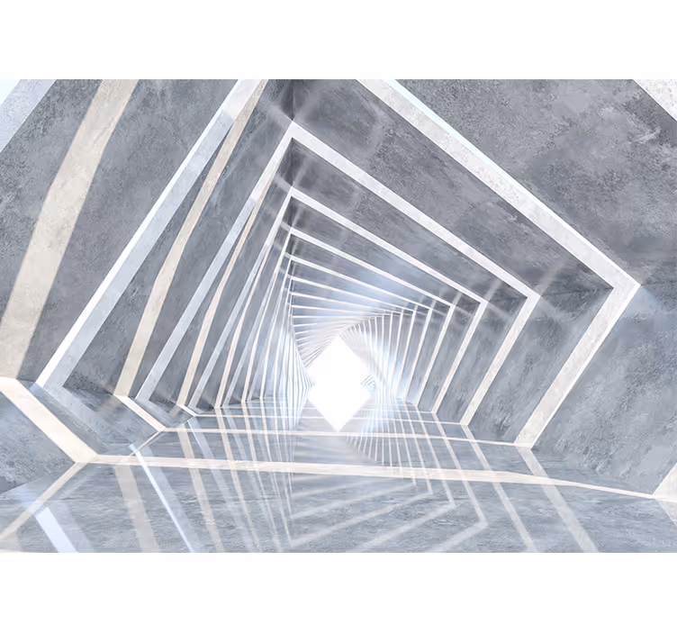 White roller blind 3d geometric tunnel design - TenStickers