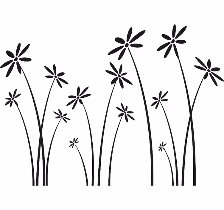 White roller blind with black tall flowers - TenStickers