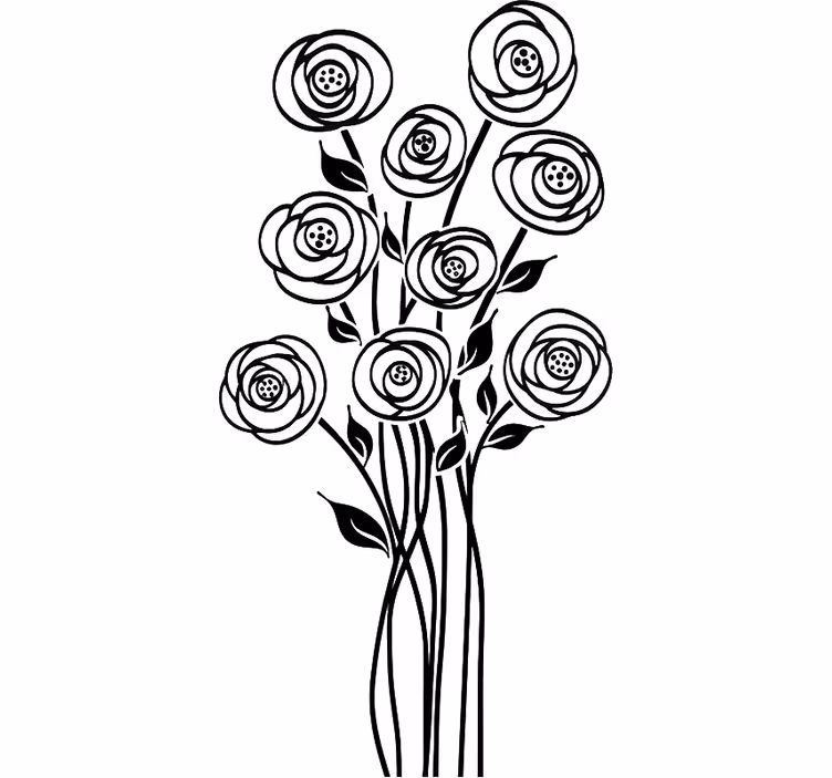 White roller blind abstract floral bouquet - TenStickers