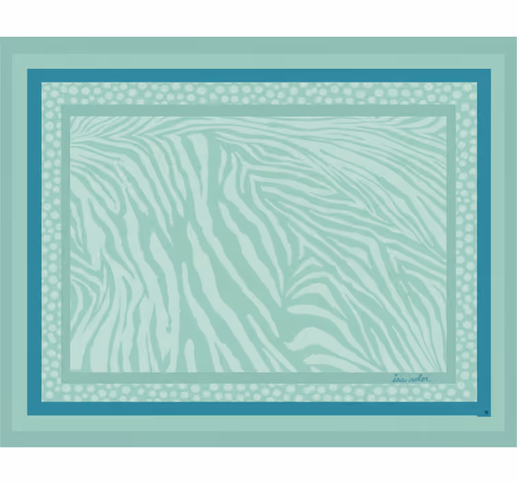 Living room roller blind in mint zebra stripe pattern - TenStickers