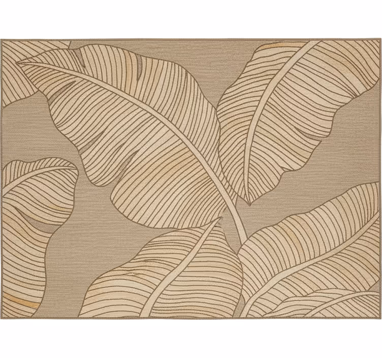 Living room roller blind beige large leaf design - TenStickers