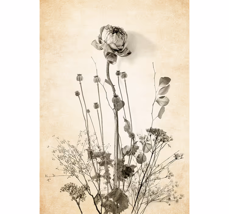 Bedroom roller blind floral bouquet on beige background - TenStickers