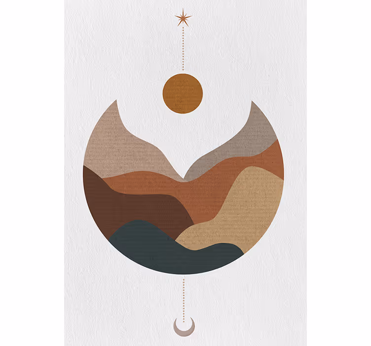Bedroom roller blind minimalist sunset and mountains - TenStickers