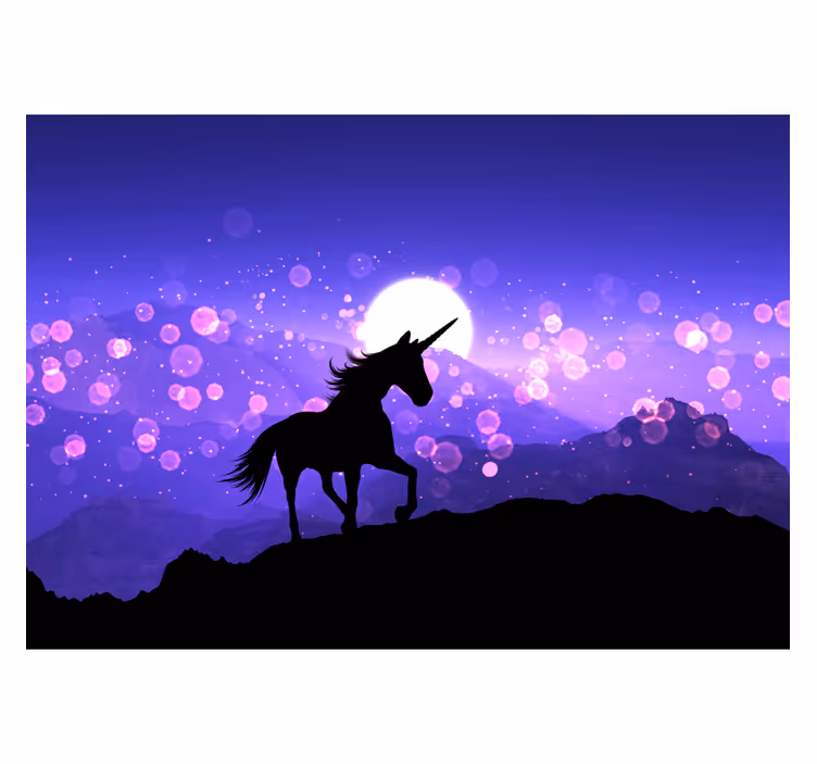 Children room roller blind fairy tale unicorn mural - TenStickers