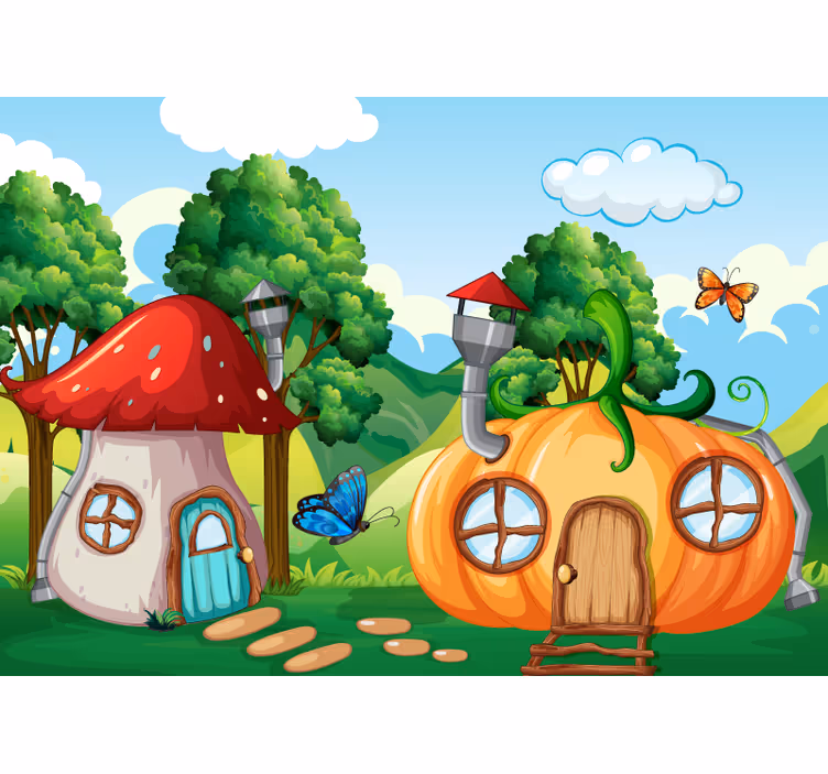 Children room roller blind fantasy forest mural - TenStickers