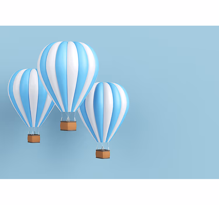 Children room roller blind hot air balloon white blue - TenStickers