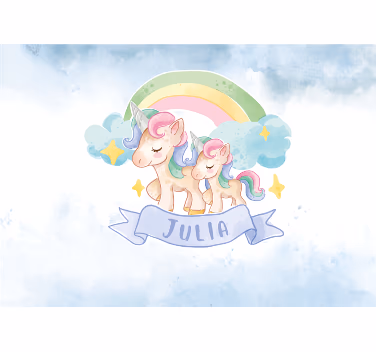 Happy unicorns over a rainbow children room roller blind - TenStickers