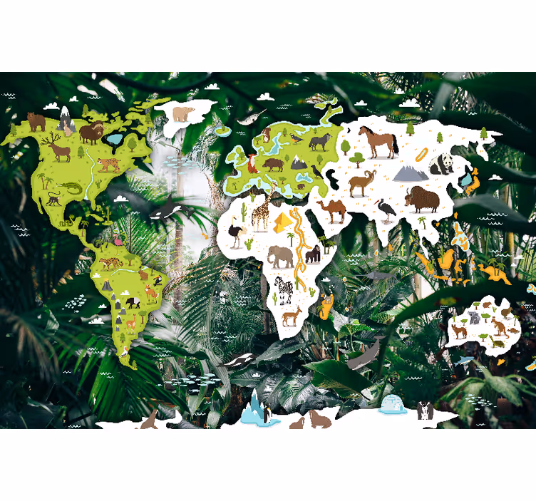 Children room roller blind safari world map - TenStickers