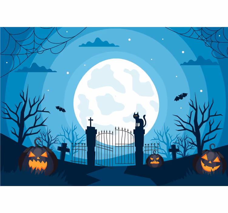 Children room roller blind graveyard at night - TenStickers