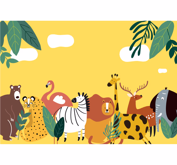 Children room roller blind featuring wild animal designs - TenStickers