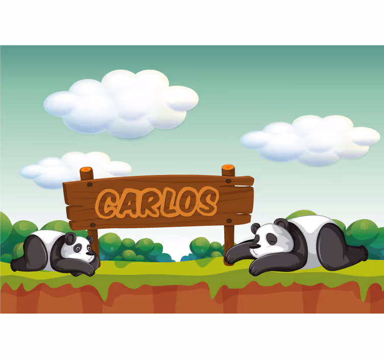 Children room roller blind panda's room personalized name - TenStickers