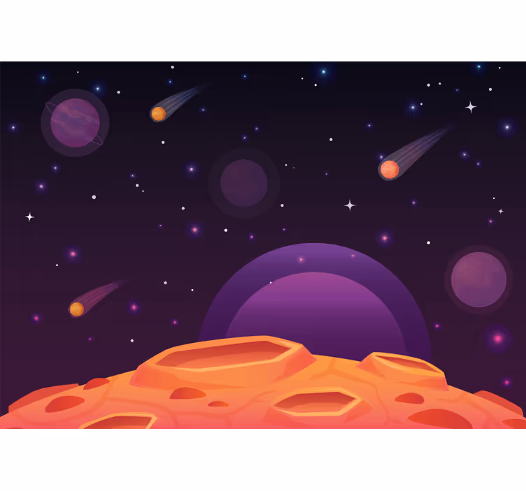 Children room roller blind cartoon half planet design - TenStickers