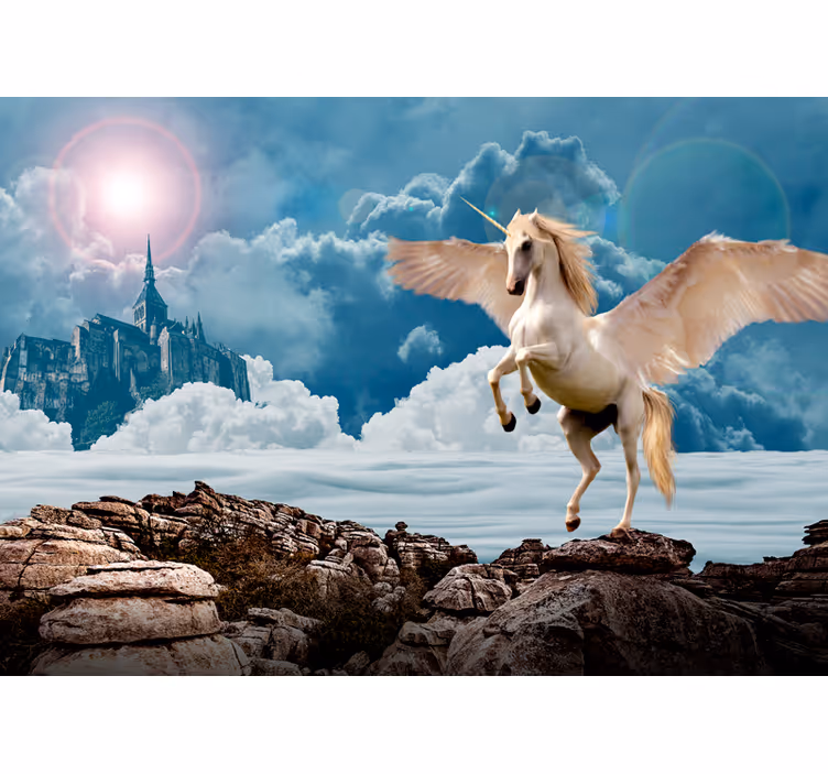 Fearless unicorn in the fog children room roller blind - TenStickers