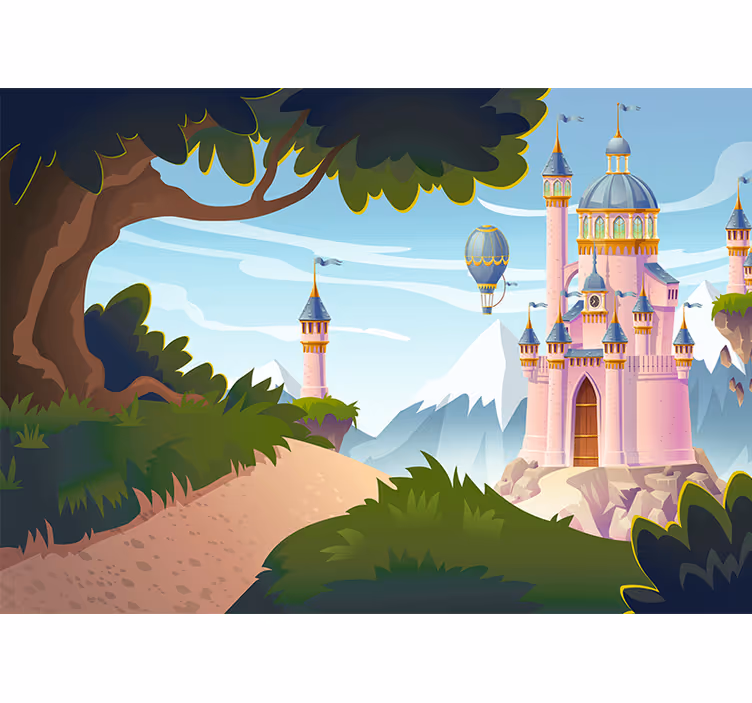 Children room roller blind pink magic castle - TenStickers