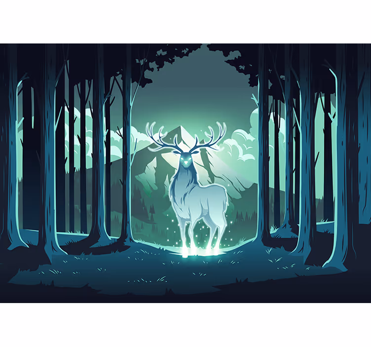 Children room roller blind magic deer in the forest - TenStickers