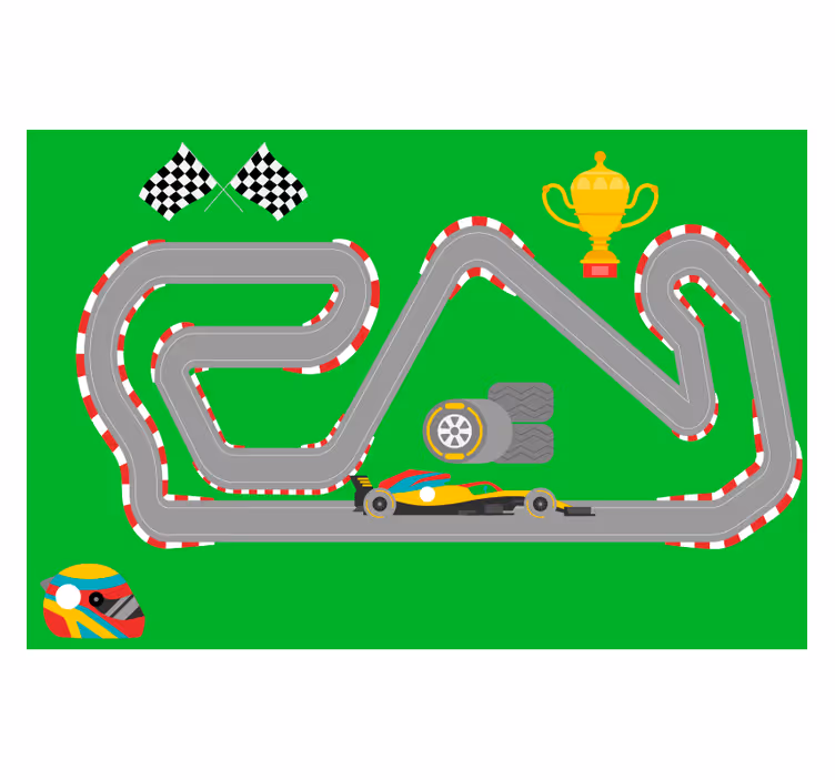 Children room roller blind racing cars rug - TenStickers