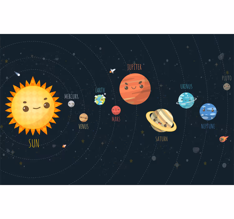 Children room roller blind solar system cartoon - TenStickers