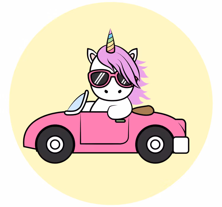 Children room roller blind cool unicorn driving - TenStickers