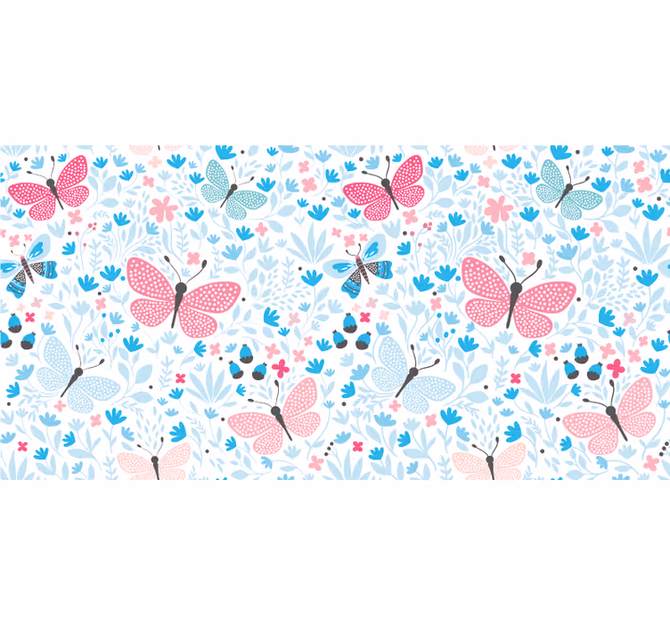 Blue motifs pink colour children room roller blind - TenStickers