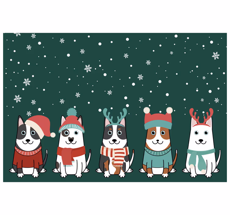 Children room roller blind christmas dogs - TenStickers